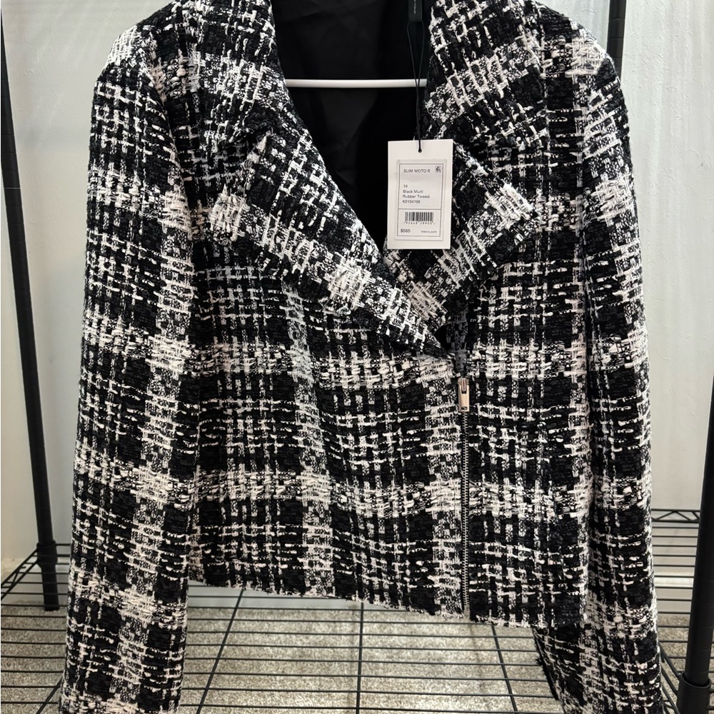 Theory Black and White Blazer Classic Bouclé Design